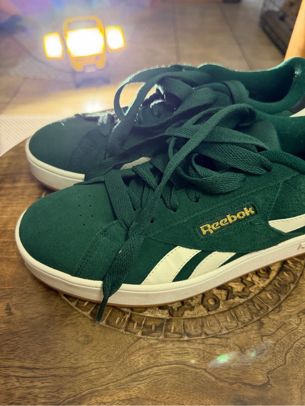 Reebok Green Suede Sneakers with White Accents - Picture 3 of 6